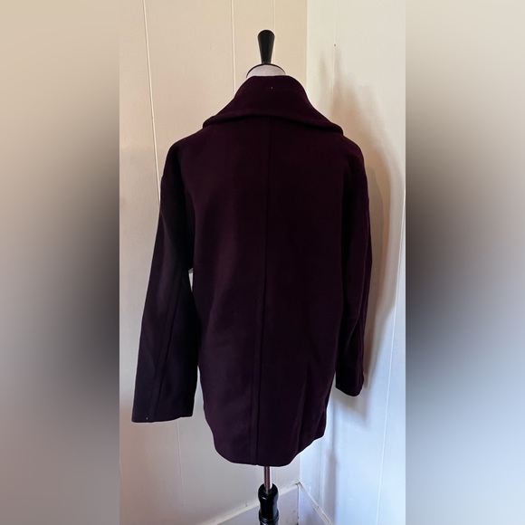 NWT Plum Nordstrom Wool Blend Peacoat, Small - Picture 3 of 5